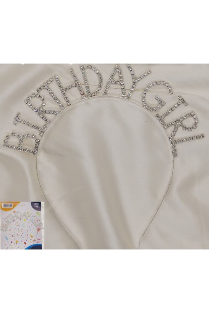 Metal Stone Crown Decoration Crown with Birthday Girl Written Crown