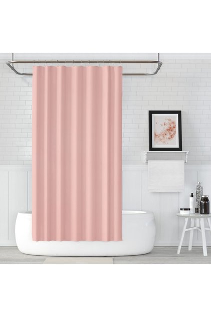 Pudra Banyo Perdesi-Banyo Dekorasyon Perdesi 180x200cm Gül Kurusu Duş Perdesi