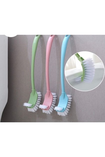 1 Adet Uzun Saplı Çift Taraflı Banyo Duş Wc Klozet Temizleme Fırçası Mix Renkler