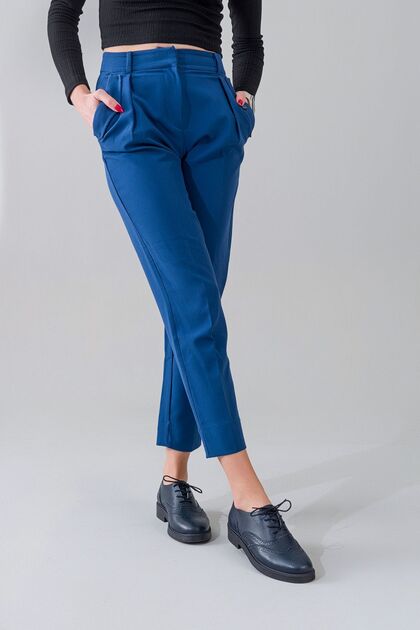 Hakiki Deri Lacivert Bağcıklı Oxford Kadın Ayakkabısı