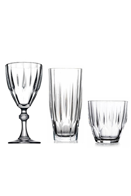 Paabahe 36 Piece Diamond Soft Drink Glass - Goblet and Water Glass Set-  Trendyol