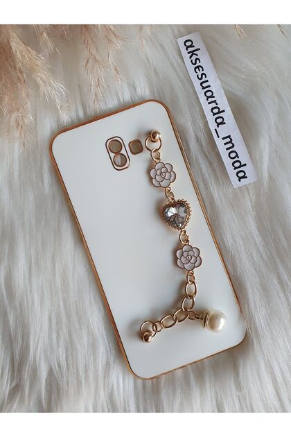 Samsung J6+ Plus - J6 Prime Compatible Floral Stone Pearl Hand Snap Laser Cut Glossy Case