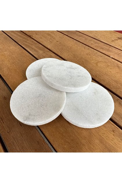 Doğal Taş Yuvarlak Mermer Bardak Altlığı Stone Coasters