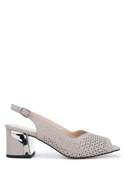 Women's Genuine Leather Taupe color Heeled Sandals