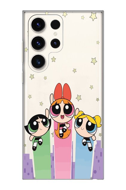 Samsung Galaxy S24 Ultra Compatible Powerpuff Girls Patterned Transparent Phone Case