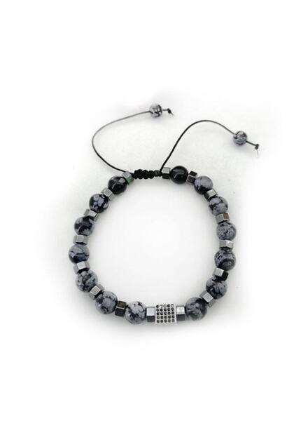 Certified Snowy Obsidian - Hematite Special Design Bracelet