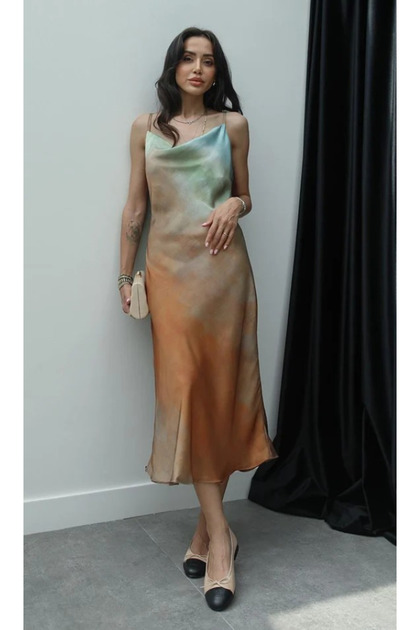 My Blog Caramel Thin Straps Satin Dress- Trendyol My Blog Caramel Thin Straps Satin Dress- Trendyol