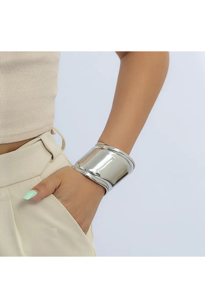 Bone Cuff Unisex Kalın Silver Kelepçe Kemik Manşet Bileklik