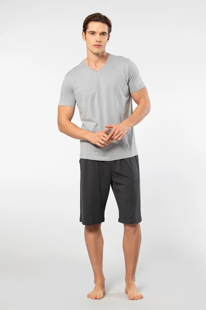 Men's Modal Bermuda Shorts Short Sleeve Pajama Set 50% Modal 50% Cotton