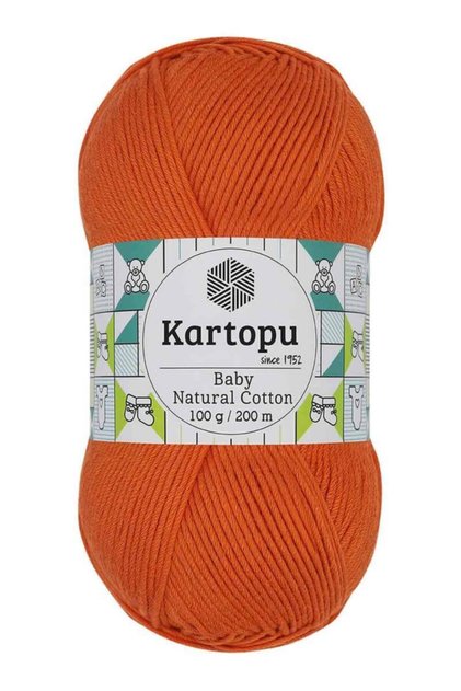 Baby Natural Cotton Hand Knitting Yarn 100 Gr. Orange K202