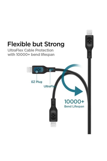 Spigen Essential Apple Usb-c To Lightning Pd Hızlı Şarj Ve Data Kablo Mfı Lisanslı 1 M C10cl Black - 5
