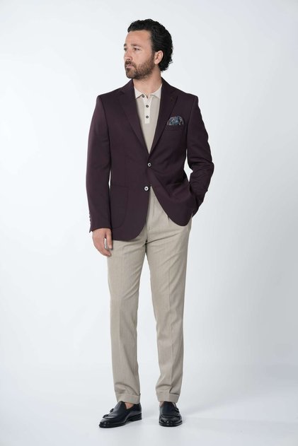 Men's Premium Italian Style Slim Fit Men's Half- Lined Jacket with Spot Stitching and Patch Pockets