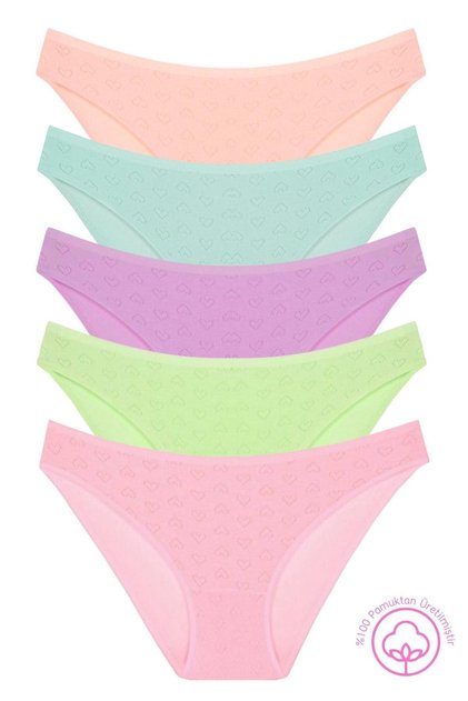 1501 Heart 100% Cotton 5-Piece Women's Bikini Panties Pack 1501-v3