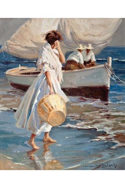 Balıkçı Kız Pixart Sanat Elmas Mozaik Tablo Diamond Türkiye 43*53