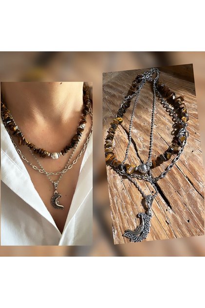 Kaplangözü doğaltaş el yapımı kolye set