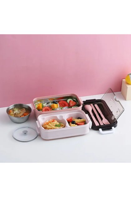 Stainless Steel Food Bowl Thermal Insulated 3-Layer Food Thermos Office Camping Lunchbox