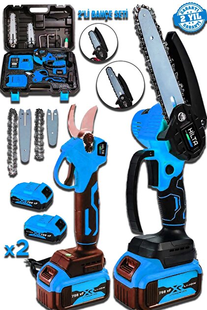 Hilta Power Alman 798 VF 25 Ah Çelik Şanzıman 2 Li Set Şarjlı Ağaç