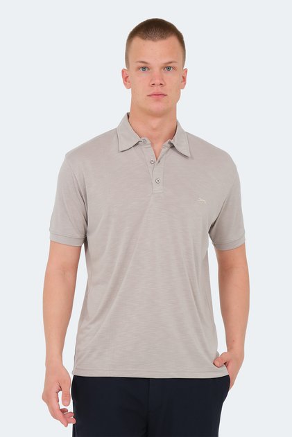 Katsuro Men's Polo Neck Stone Gray T-Shirt