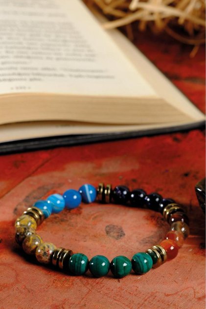 Certified Capricorn Natural Stone Bracelet for Women and Men Jasper, malachite, agate, amethyst Hematite 8mm