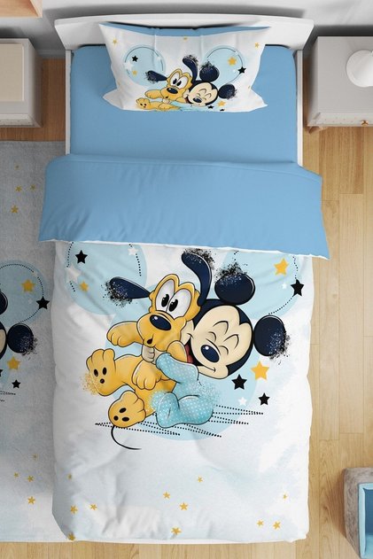 Mickey And Friend Goffy Patterned Single Baby Kids Bedding Set