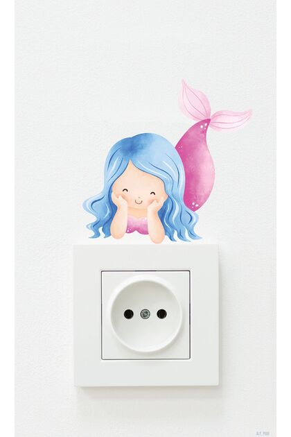 Mermaid Themed Fun Sticker for Socket Cabinet Door Wall Mirror Glass