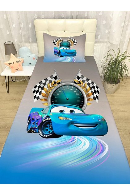 Blue McQueen Patterned Bedspread and Pillowcase