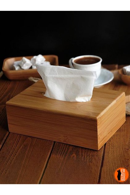 Bamboo Napkin Holder, 17cm Desktop Napkin Box, Bamboo Tissue Box