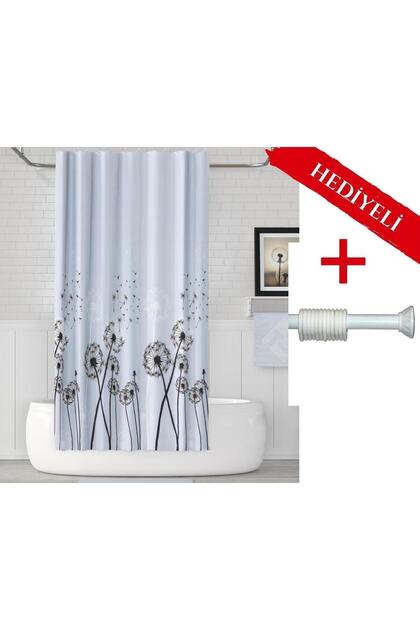 Karahindiba Banyo Perdesi Askı Hediyeli 180x200cm Tek Kanat Duş Perdesi, Renkli Banyo Duş Perdesi