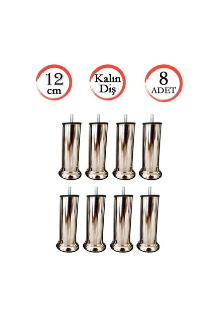 Tedarik Merkezi Baza Ayağı Koltuk Ayağı Kanepe Ayağı Civatalı (Lütfen Ölçüye DİKKAT) 12 Cm 3/8 Kalın Diş (8 Adet)