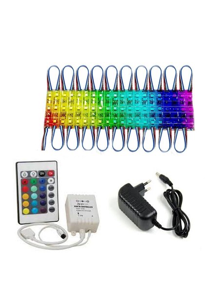 10 Ledli Tak Çalıştır Rgb Led Seti 12v 3 Çipli Rgb Modül Led