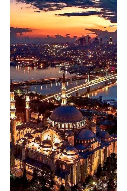 İstanbul'da Günbatımı Elmas Mozaik Tablo 40x70 Cm
