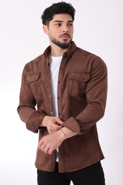 Double Pocket Covered Seasonal Suede Shirt YXC U16463-40211