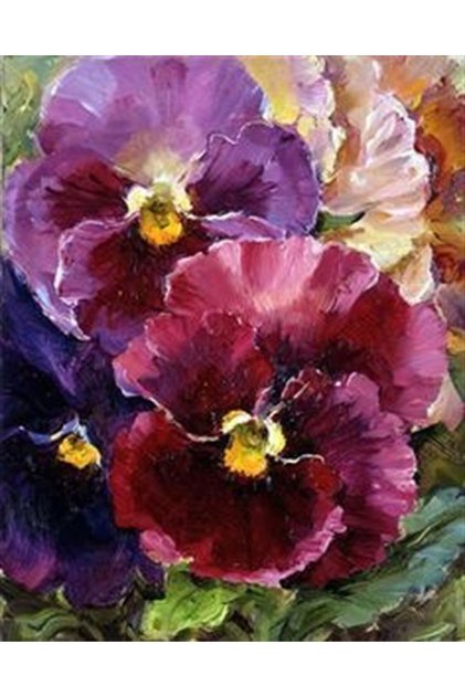 Mor Çiçekler Elmas Mozaik Tablo 46x56cm