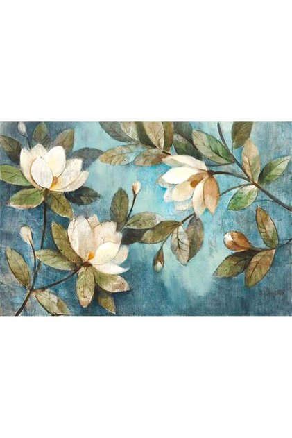 Beyaz Lotus Çiçeği Elmas Mozaik Tablo 80x53cm