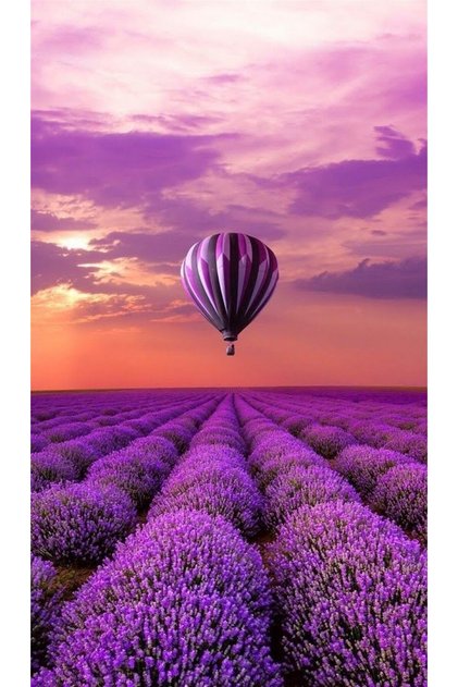 Lavanta Tarlası Ve Balon Elmas Mozaik Tablo 36x61cm