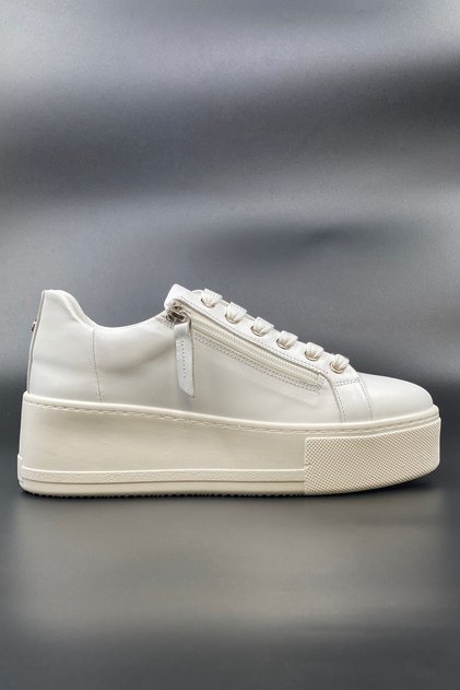 Kadın Basic Sneaker Yüksek Taban Hakiki Deri Fermuarlı Spor Ayakkabı
