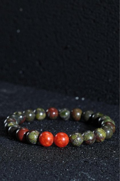 Certified Natural Stone Women's and Men's Detox and Anemia Bracelet Bloodstone Coral Unisex Gift Bracelet