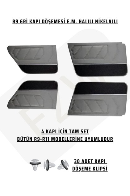 R9 Kapı Döşemesi Takımı Gri Halılı-nikelajlı