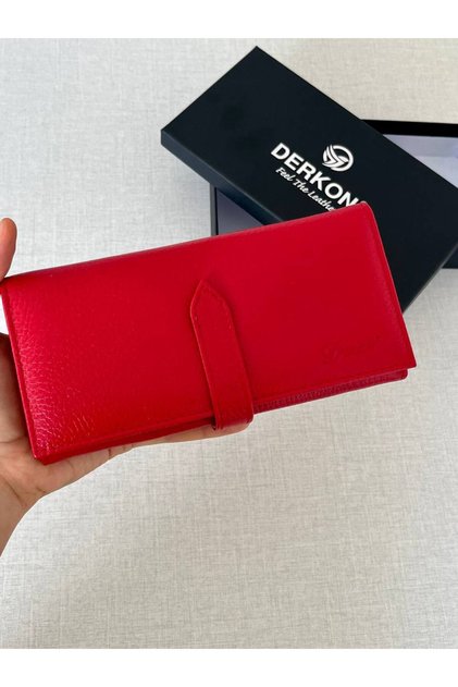 Genuine Leather Gentle Women's Wallet Red Color