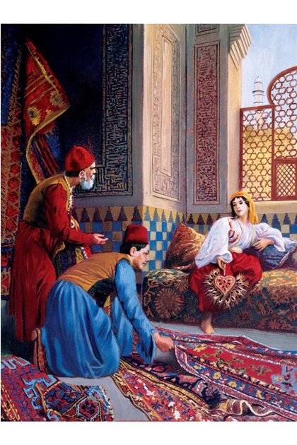 Osman Hamdi Bey Halı Tüccarları Elmas Mozaik Tablo 38x50 Cm