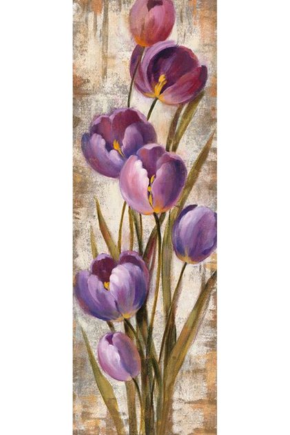 Lila Mor Laleler Elmas Mozaik Tablo 20x66cm
