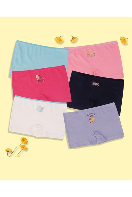 Domi Girl Colorful Cotton 6-Piece Boxer Briefs 89500