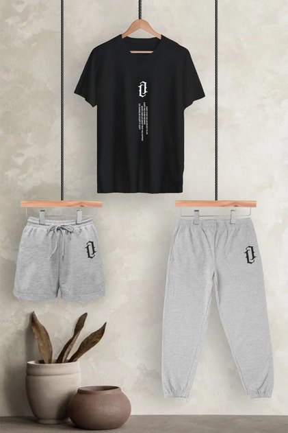 Vertical Printed Unisex Oversize 3-Piece T-Shirt Pack