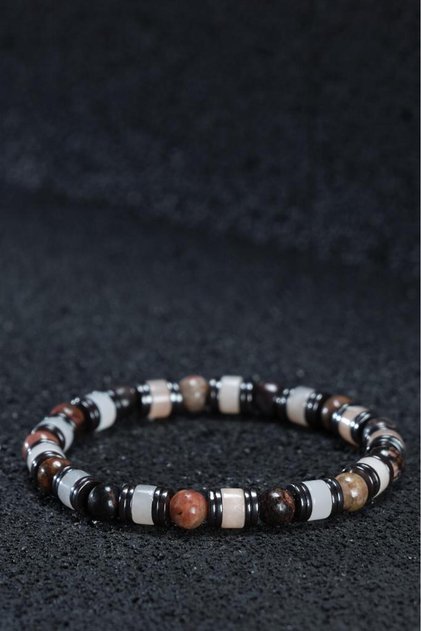 Certified Rhodonite and Rose Quartz Women's and Men's Natural Stone Gift Bracelet, Costume Jewelry Bracelet