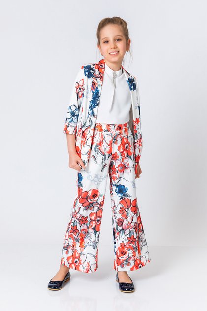 Girl's Floral Printed Wide Leg Trousers