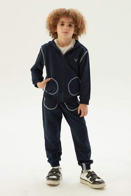 BG Store Boy's Navy Blue Tracksuit Top