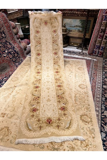 El Dokuma Ottoman uşak yolluk ipek yün karışımı 300x80