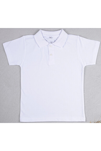 School Polo Neck Short Sleeve White Men's T-Shirt Age 7/14