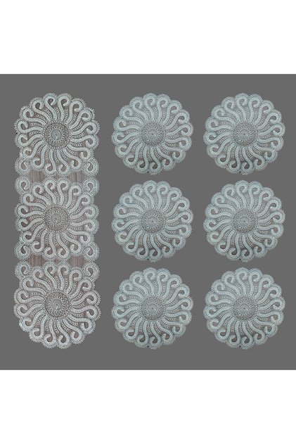 American Serving Plate and Runner Kitchen Set for 6 Persons Octopus Table Presentation Set Dowry Box Cream