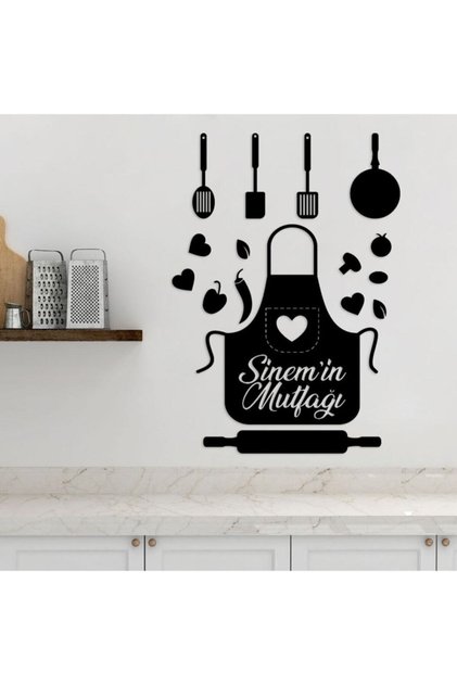 Mutfak Önlüğü Şekilli Isimli Mutfak Yazısı